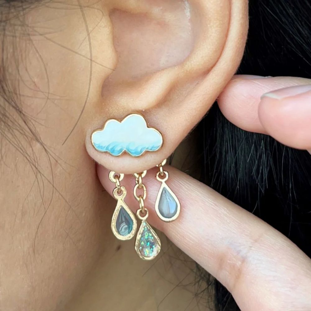 Earrings with raindrops (Pair)