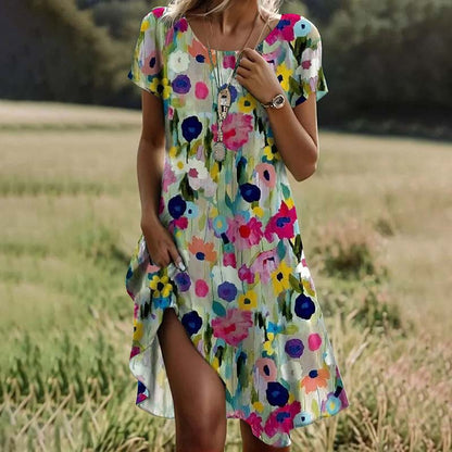 Colourful dress with floral print