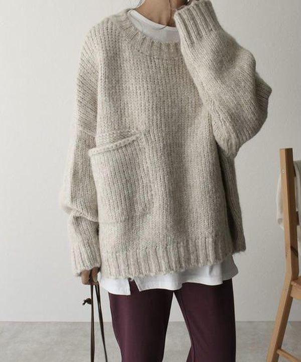 Evelina - Oversized Pocket Ivory Jumper