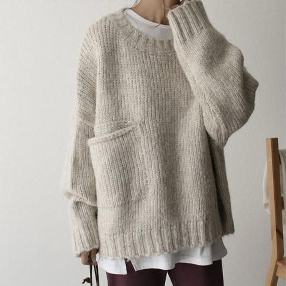 Evelina - Oversized Pocket Ivory Jumper