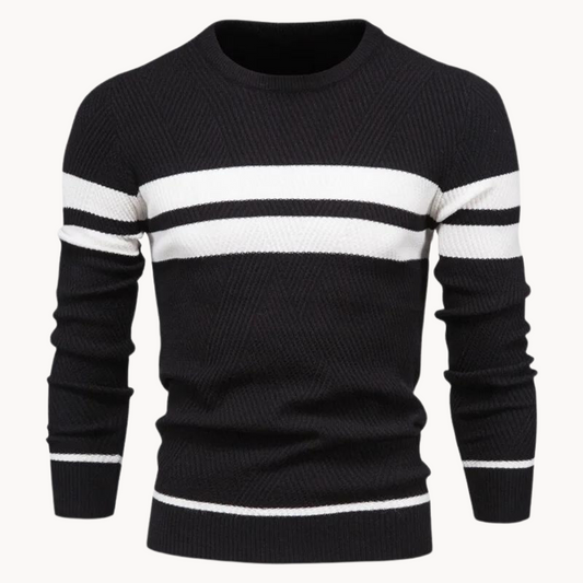 Zander - Striped Cotton Crew Neck Sweater