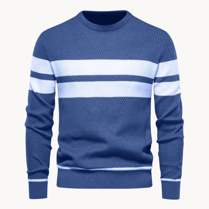 Zander - Striped Cotton Crew Neck Sweater