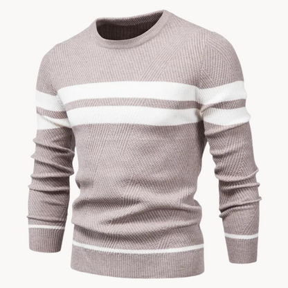 Zander - Striped Cotton Crew Neck Sweater