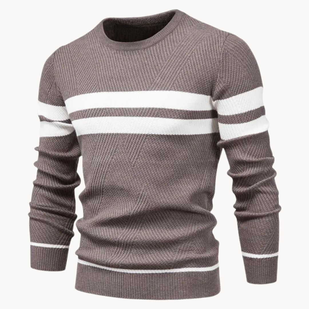 Zander - Striped Cotton Crew Neck Sweater