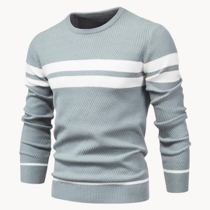 Zander - Striped Cotton Crew Neck Sweater