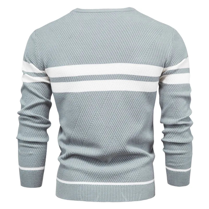 Zander - Striped Cotton Crew Neck Sweater